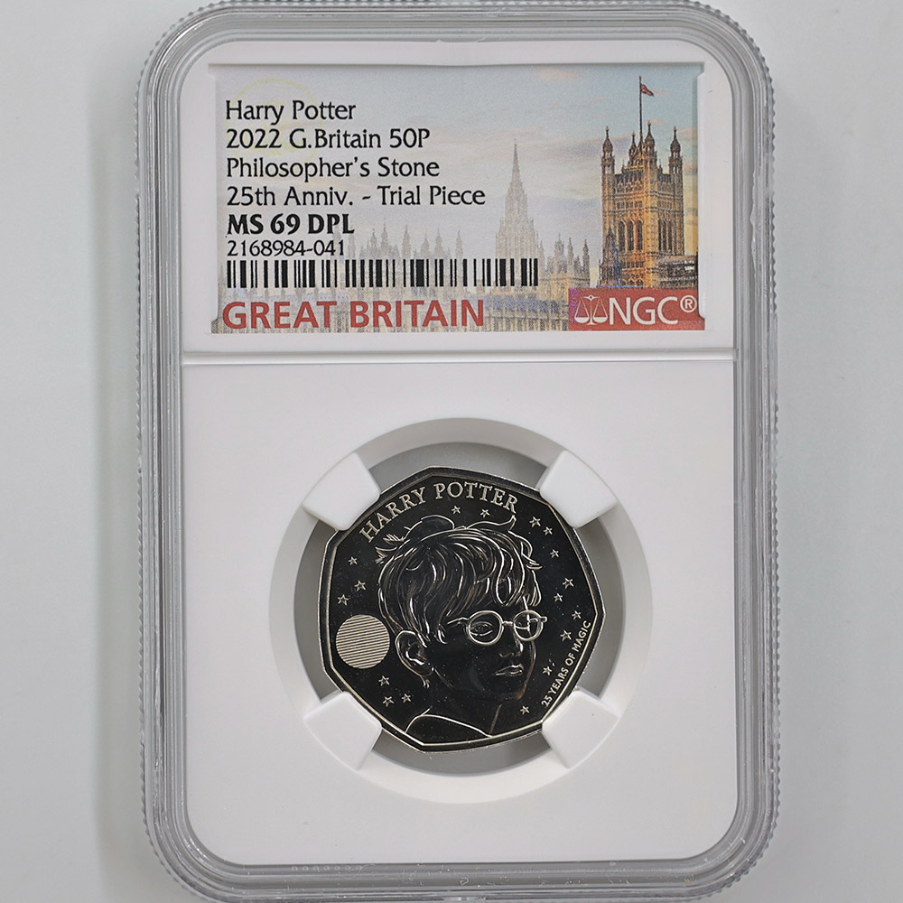 2022 Great Britain Harry Potter Philosopher's Stone 25th Anniversary 50 Pence 8 Grams Copper-Nickel Coin NGC MS 69 DPL Trial Piece