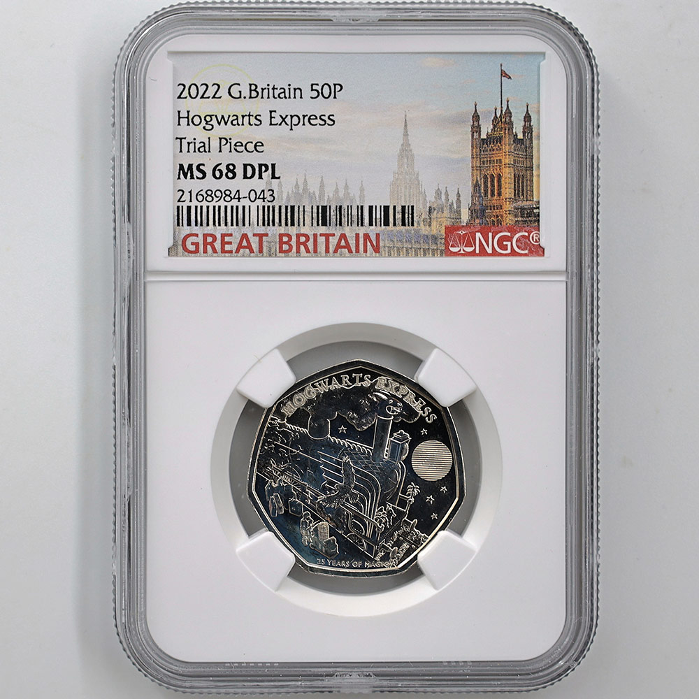 2022 Great Britain Hogwarts Express 50 Pence 8 Grams Copper-Nickel Coin NGC MS 68 DPL Trial Piece