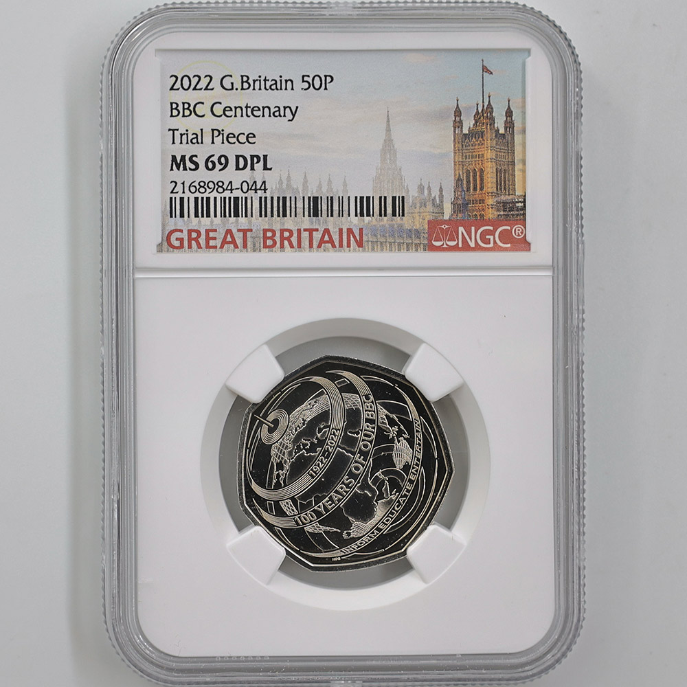 2022 Great Britain BBC Centenary 50 Pence 8 Grams Copper-nickel Coin NGC MS 69 DPL Trial Piece 