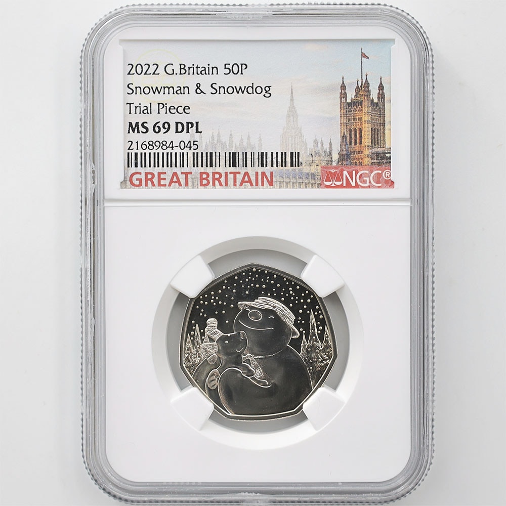 2022 Great Britain Snowman and Snowdog 50 Pence 8 Grams Copper-Nickel Coin NGC MS 69 DPL Trial Piece