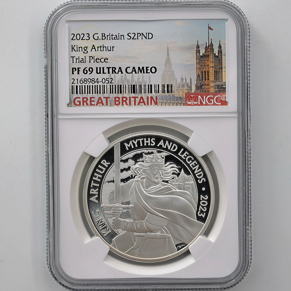 2023 Great Britain King Arthur 2 Pounds 1 oz Silver Proof Coin NGC PF 69 UC Trial Piece