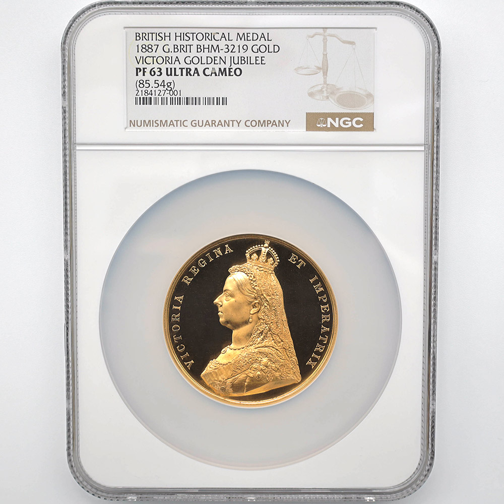 1887 Great Britain Queen Victoria Golden Jubilee 85.54 Grams Gold Proof Medal NGC PF 63 UC