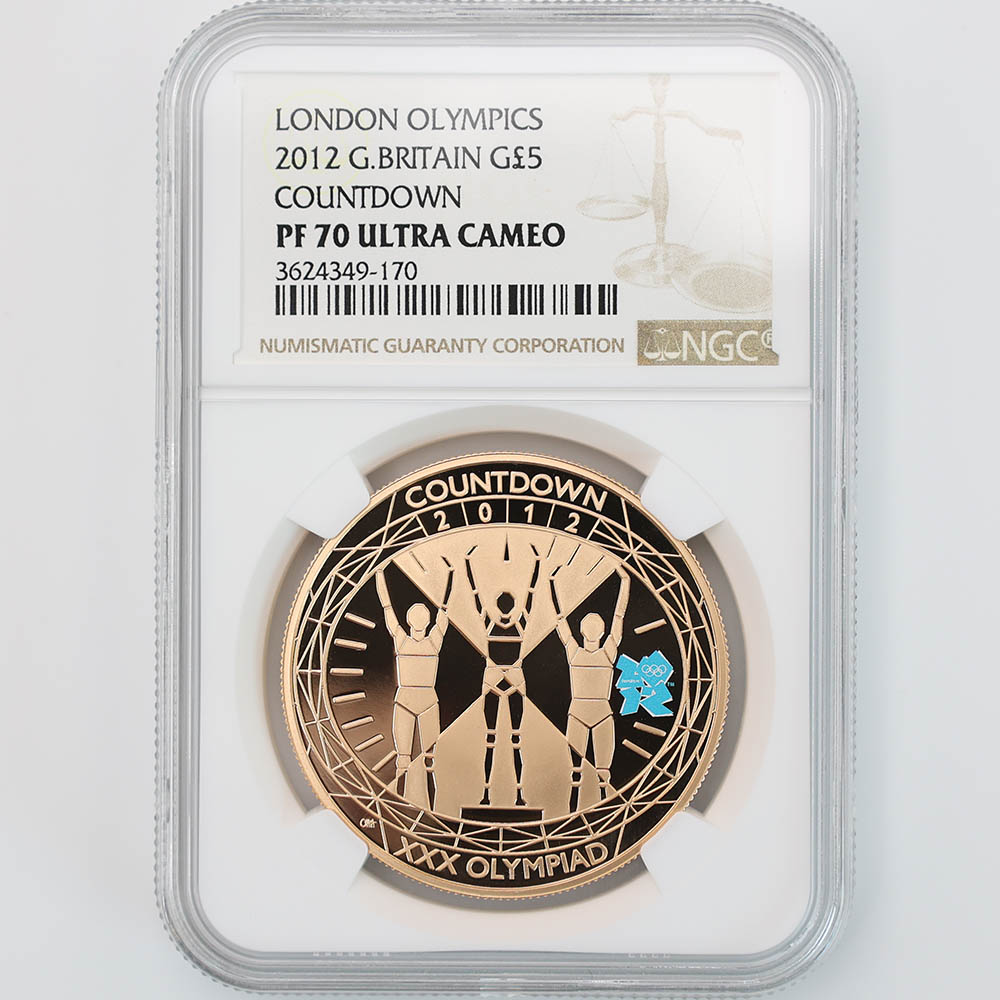 2012 UK London Olympic Games CountDown 5Pounds 39.94Grams Gold Proof Coin NGC PF 70 UC