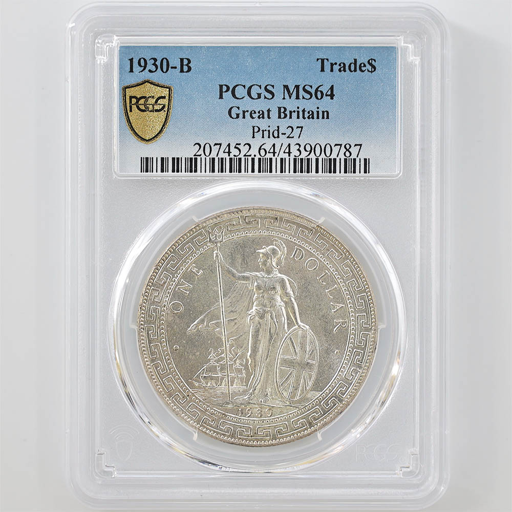 1930 Great Britain Britannia Trade Silver 1 Dollar 26.96 Grams Silver Coin PCGS MS64 Prid-27