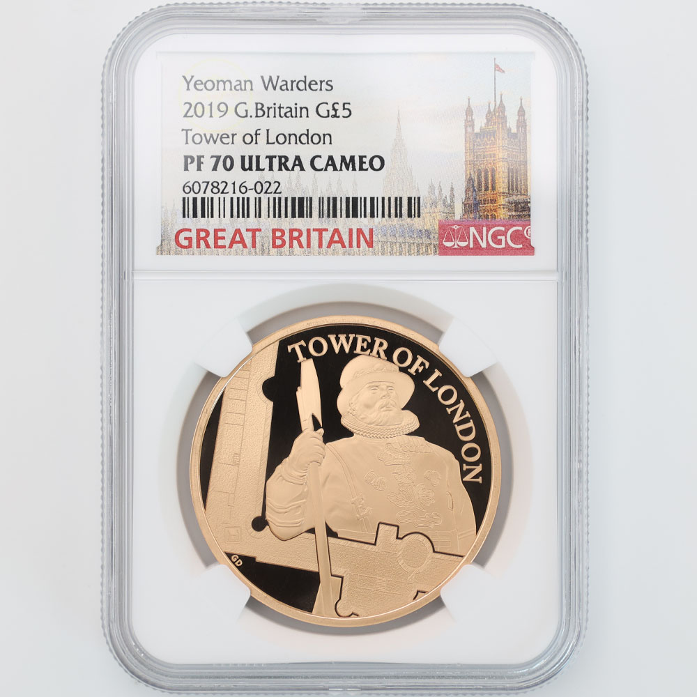 2019 Great Britain Tower of London The Yeoman Warders 5 Pounds 39.94 Grams Gold Proof Coin NGC PF 70 UC 