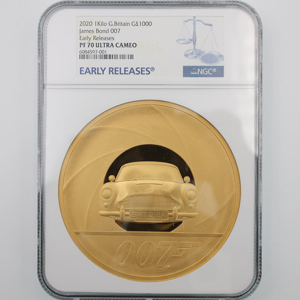 2020 Great Britain 007 James Bond Special Issued 1,000 Pounds 1 Kilo Gold Proof Coin NGC PF 70 UC ER