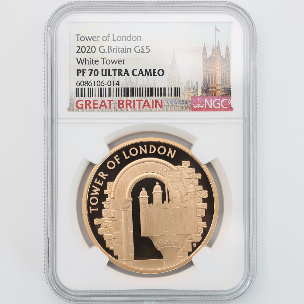 2020 Great Britain Tower of London White Tower 5Pounds 39.94Grams Gold Proof Coin NGC PF 70 UC