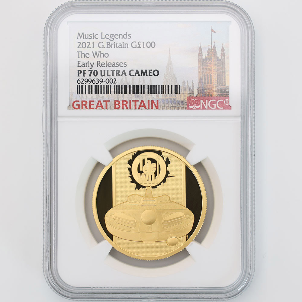 2021 UK Music Legends The Who 100Pounds 1 oz Gold Proof Coin NGC PF 70 UC ER 