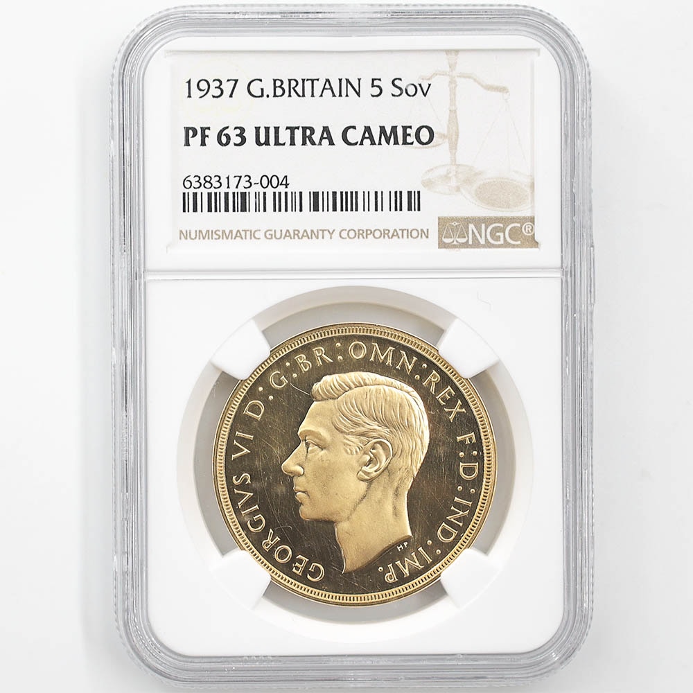 1937 Great Britain George VI Sovereign 5 Pounds Gold Proof Coin NGC PF 63 UC