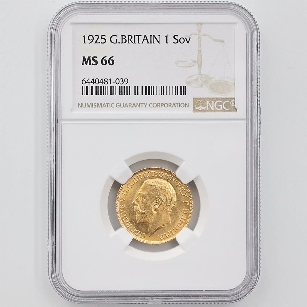 1925 Great Britain George V 1 Sovereign 7.99 Grams Gold Coin NGC MS 66