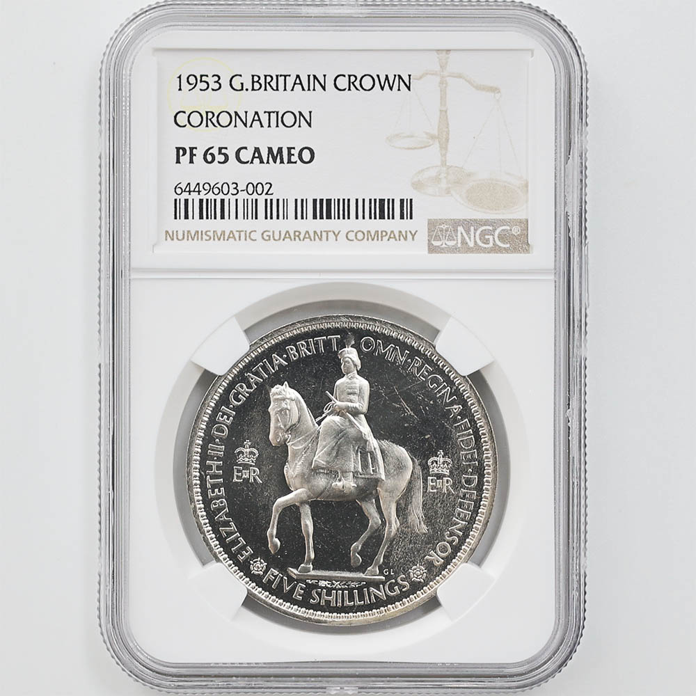 1953 Great Britain Coronation 1 Crown 28.28 Grams Copper-nickel Proof Coin NGC PF 65 CAMEO 