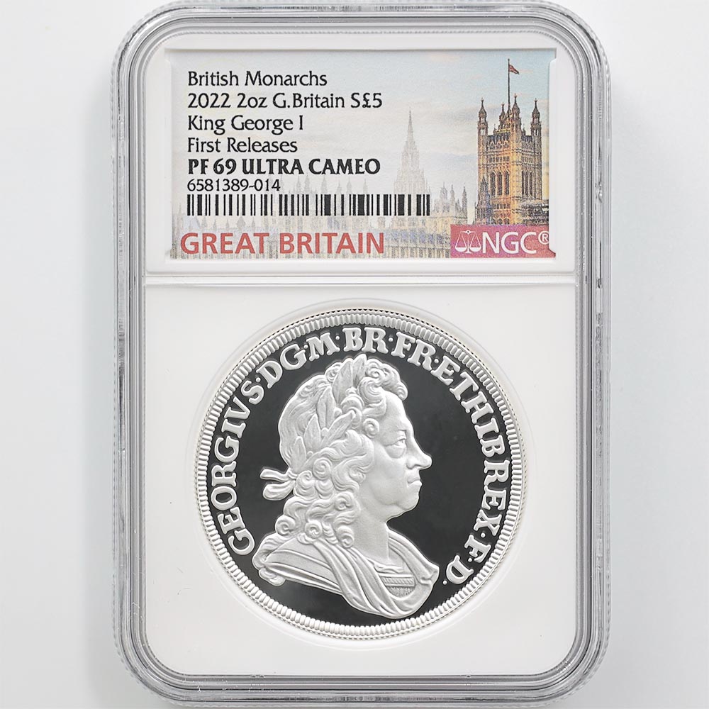 2022 Great Britain British Monarchs Series King George I 5 Pounds 2 oz Silver Proof Coin NGC PF 69 UC FR