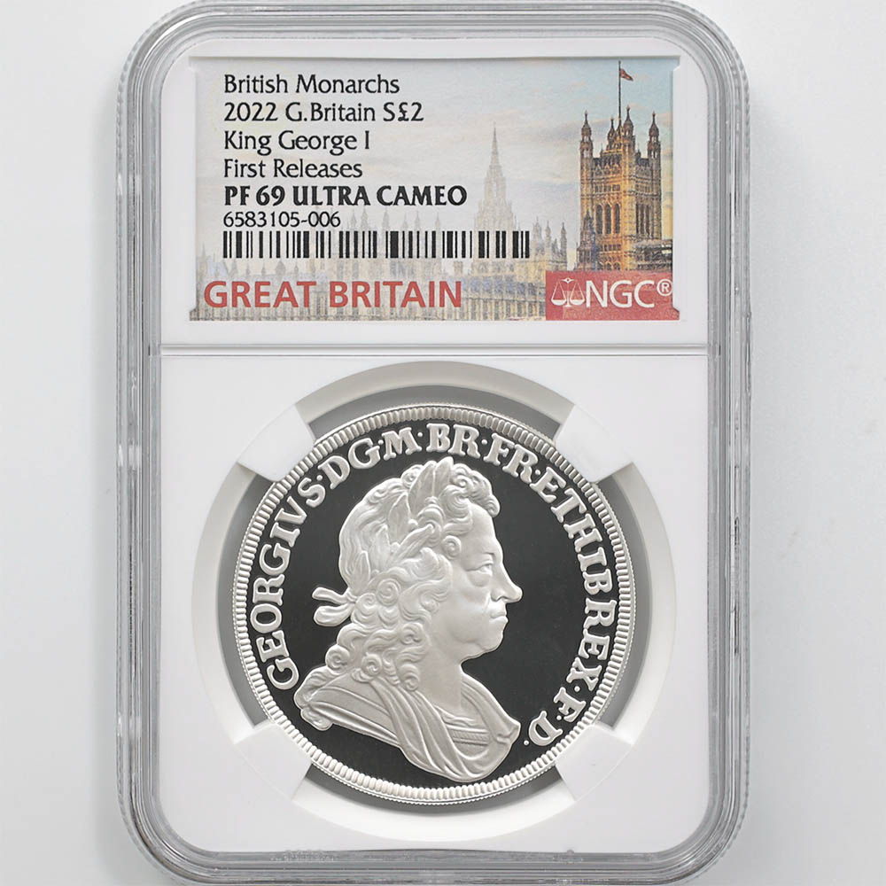 2022 Great Britain British Monarchs Series King George I 2 Pounds 1 oz Silver Proof Coin NGC PF 69 UC FR