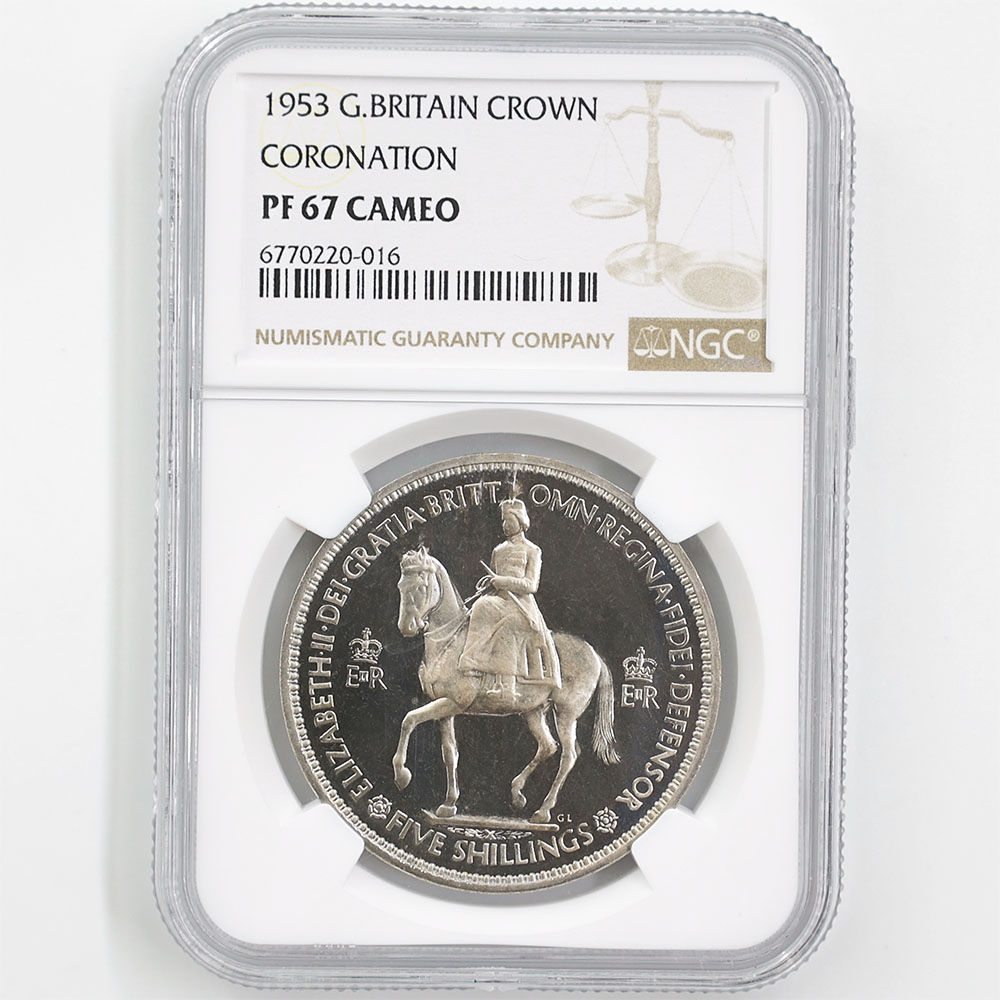 1953 Great Britain Coronation 1 Crown 28.28 Grams Copper-nickel Proof Coin NGC PF 67 CAMEO 