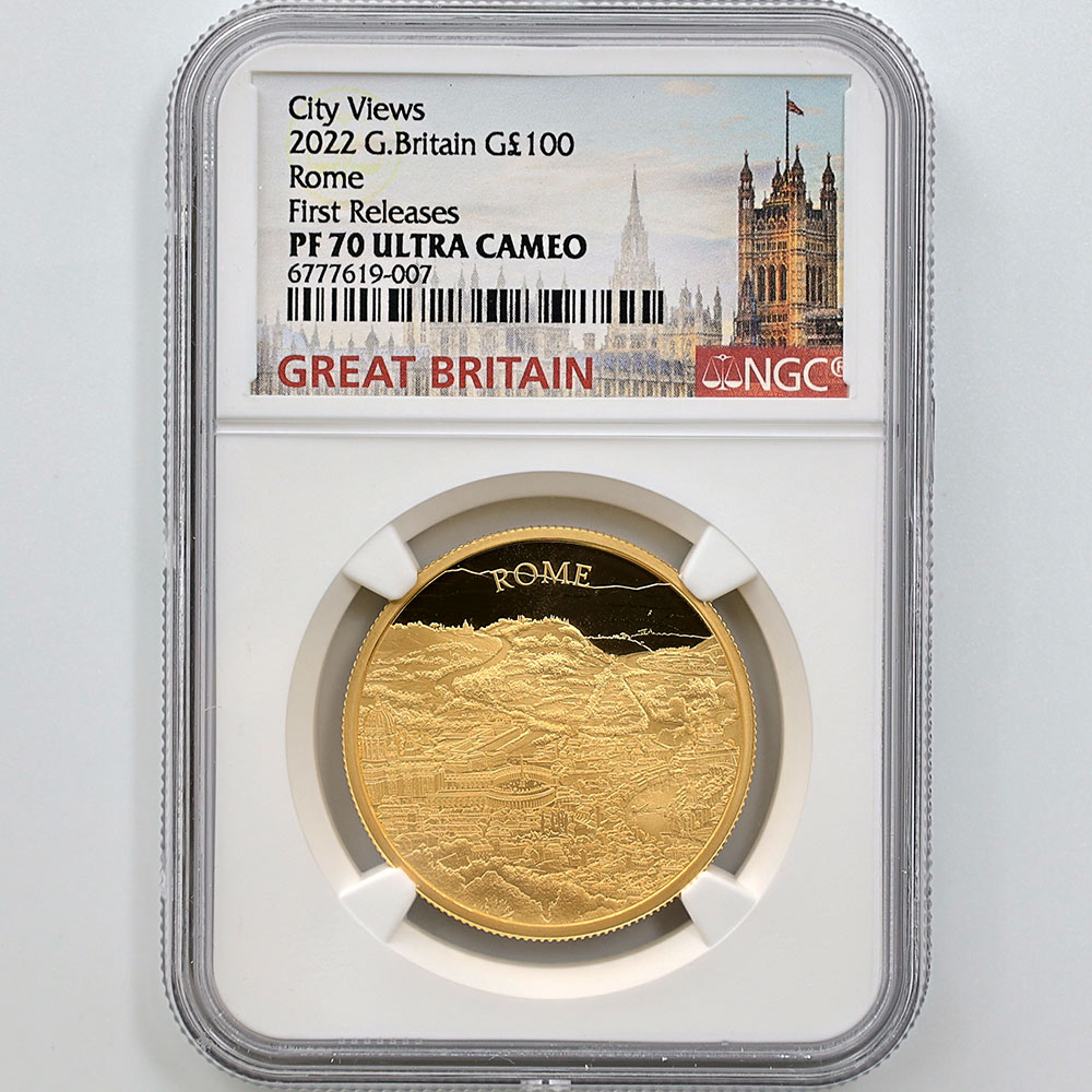 2022 Great Britain City Views Rome 100 Pounds 1 oz Gold Proof Coin NGC PF 70 UC FR
