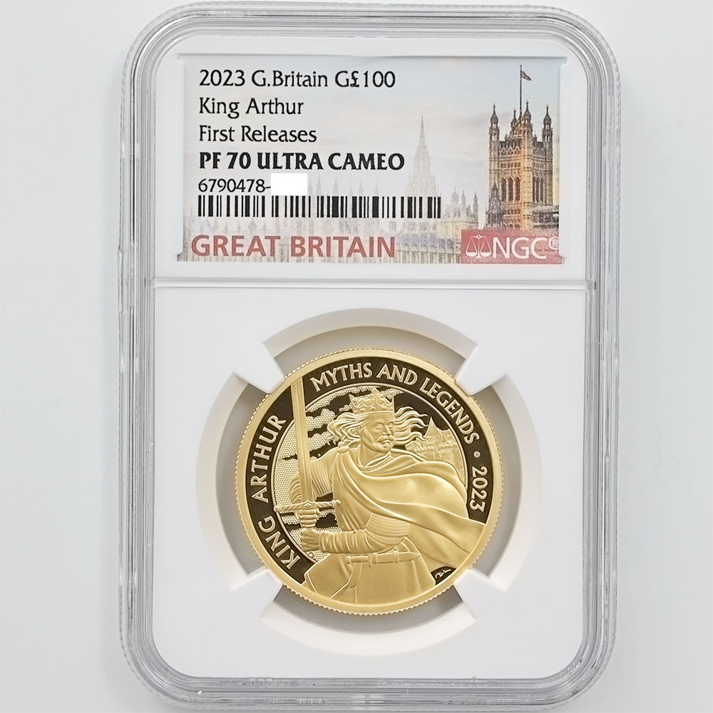  2023 Great Britain Myths and Lengends King Arthur 100 Pounds 1 oz Gold Proof Coin NGC PF 70 UC FR
