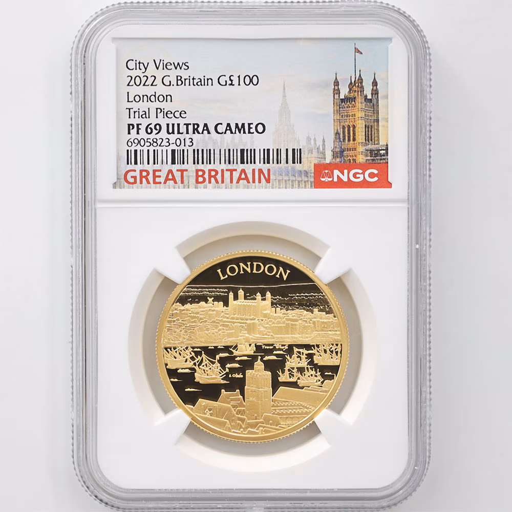 2022 Great Britain City Views London 100 Pounds 1 oz Gold Proof coin NGC PF 69 UC Trial Piece
