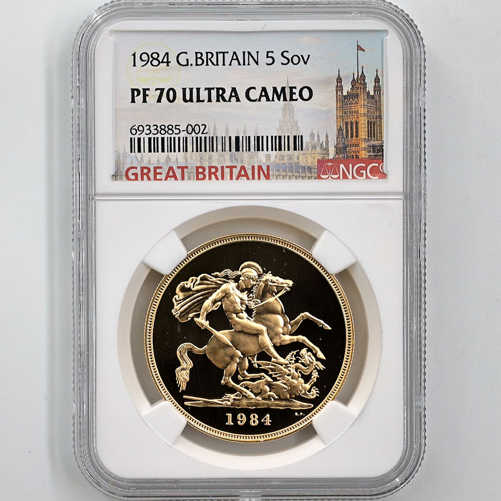1984 Great Britain Elizabeth II Sovereign 5 Pounds 39.94 Grams Gold Proof Coin NGC PF 70 UC