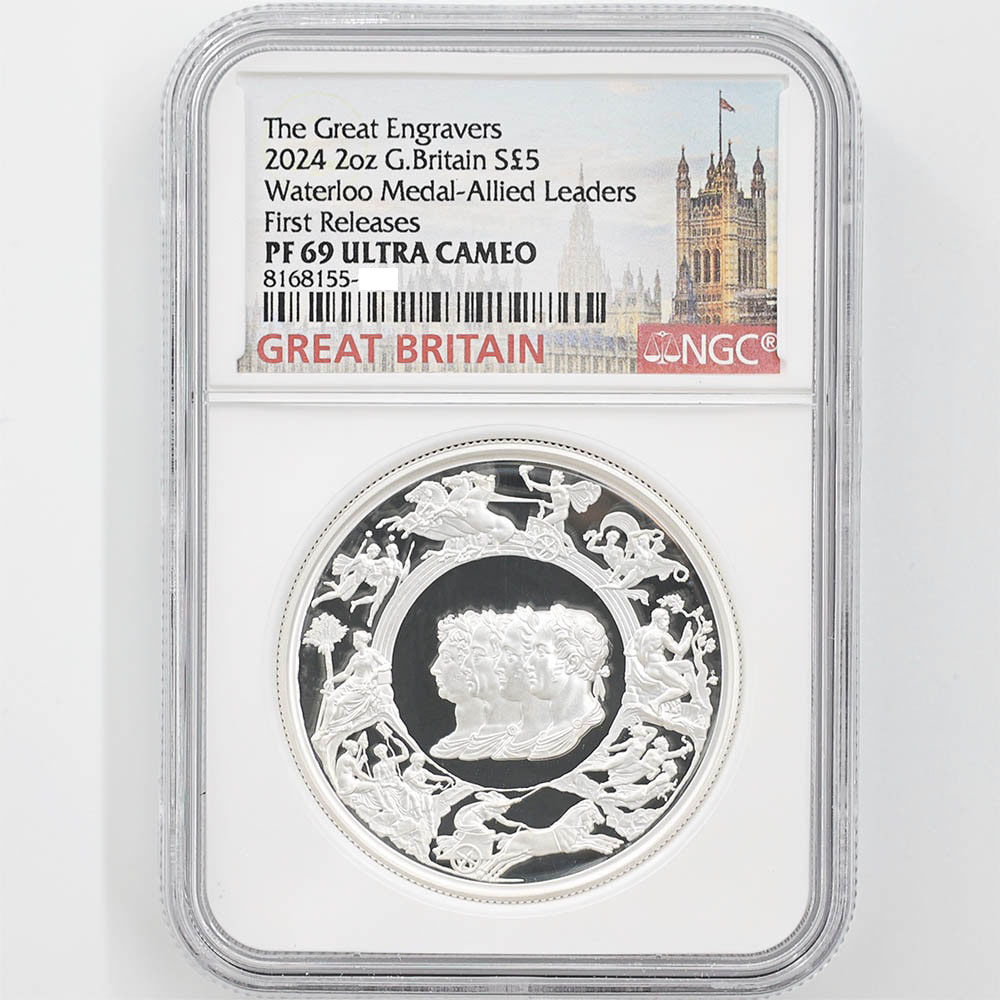 2024 Great Britain Charles Ⅲ Waterloo Medal-Allied Leaders 5 Pounds 2oz Silver Proof Coin NGC PF 69 UC First Releases
