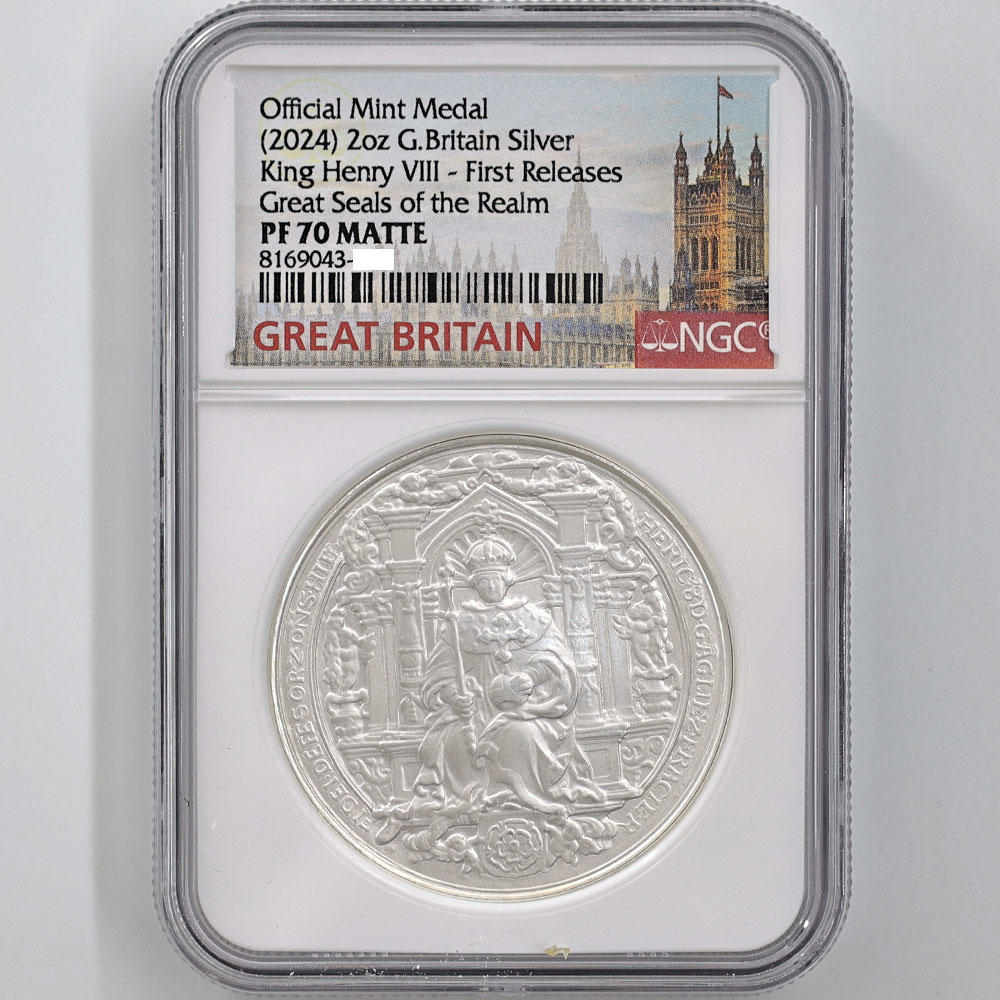 2024 Great Britain Great Seal of the Realm King Henry Ⅷ 2oz Silver Proof Medal NGC PF 70 MATTE First Releases