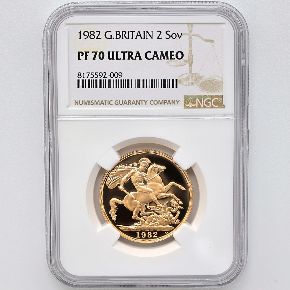 1982 Great Britain Queen Elizabeth II Sovereign 2 Pounds 15.98 Grams Gold Proof Coin NGC PF 70 UC