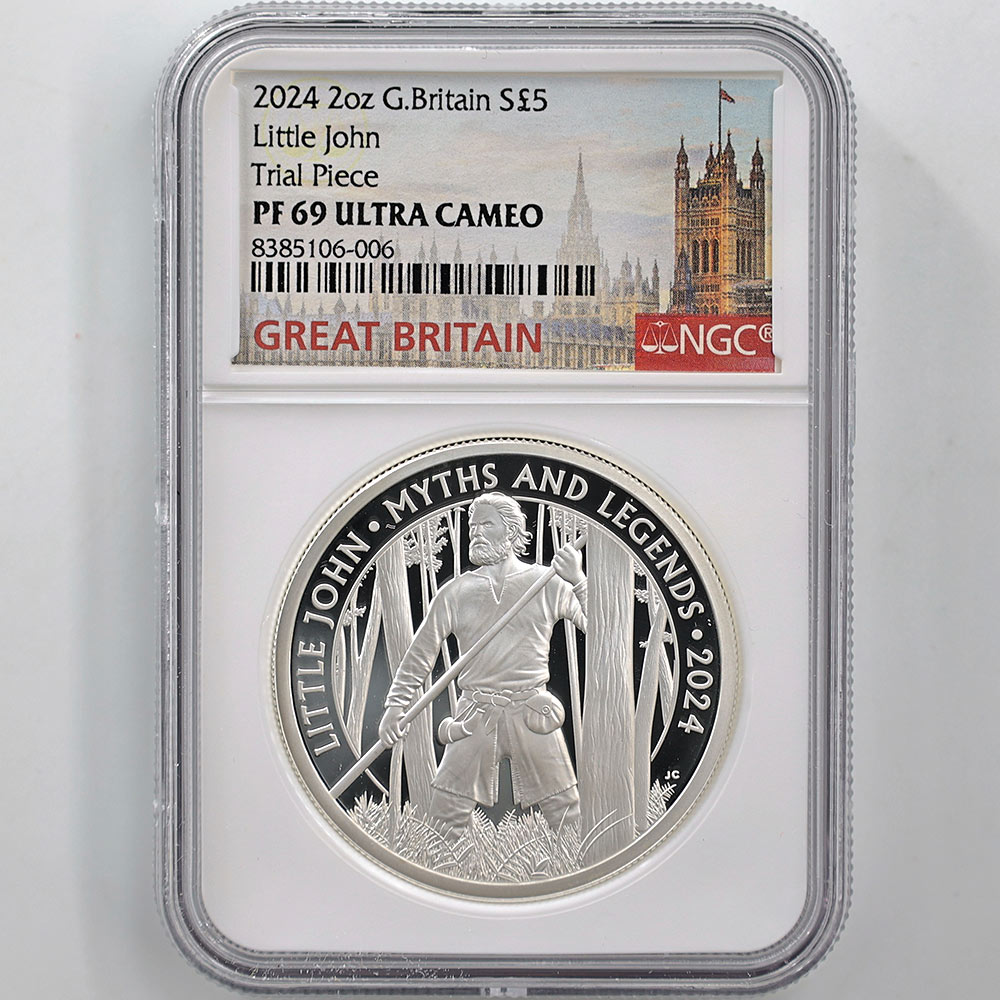 2024 Great Britain Little John 5 Pounds 2oz Silver Proof Coin NGC PF 69 UC Trial Piece