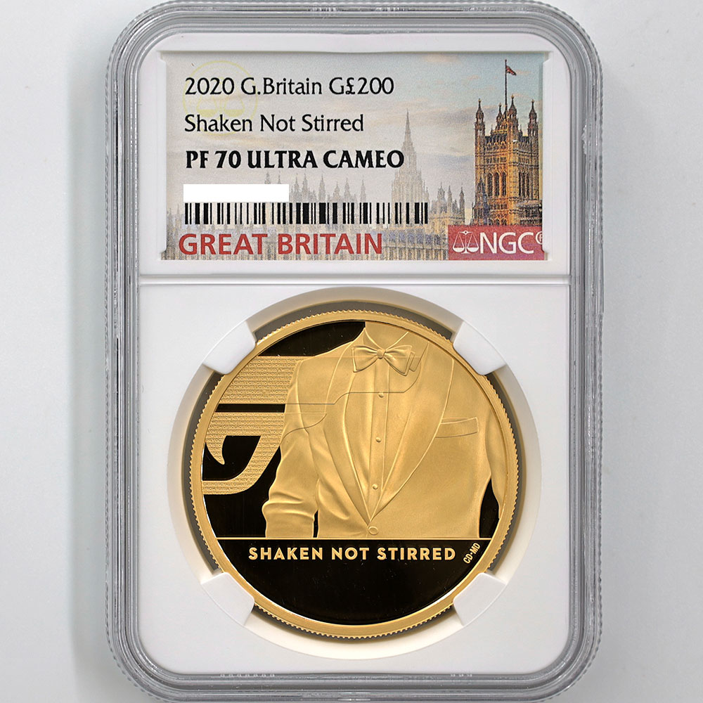 2020 Great Britain 007 Series Shaken Not Stirred 200 Pounds 2 oz Gold Proof Coin NGC PF 70 UC
