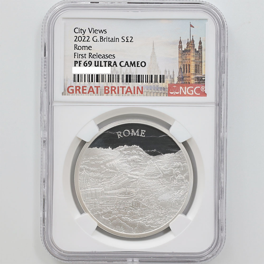 2022 Great Britain City Views Rome 2 Pounds 1 oz Silver Proof Coin NGC PF 69 UC FR