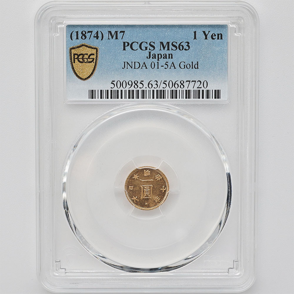 1874 Japan Meiji Year7 1 Yen 1.67 Grams Old Type Gold Coin PCGS MS 63 Reduced