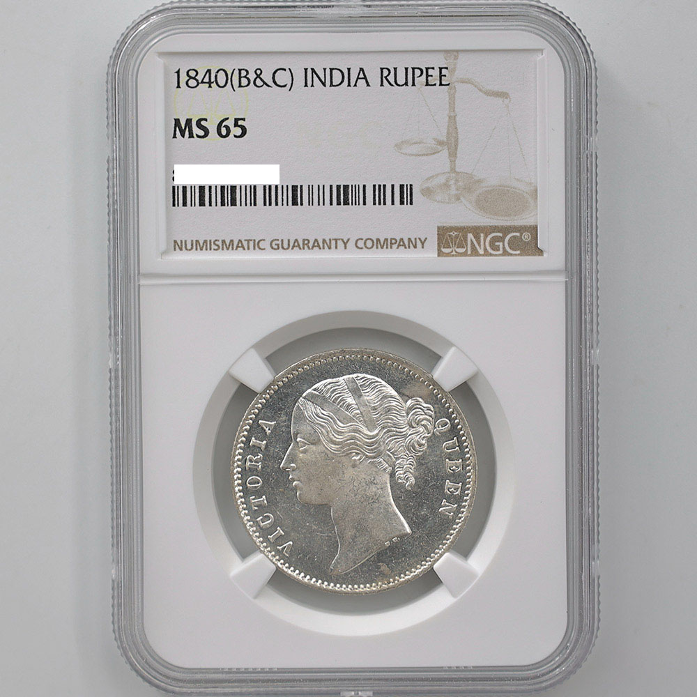 1840(B&C) India Queen Victoria 1 Rupee 11.66 Grams Silver Coin NGC MS 65