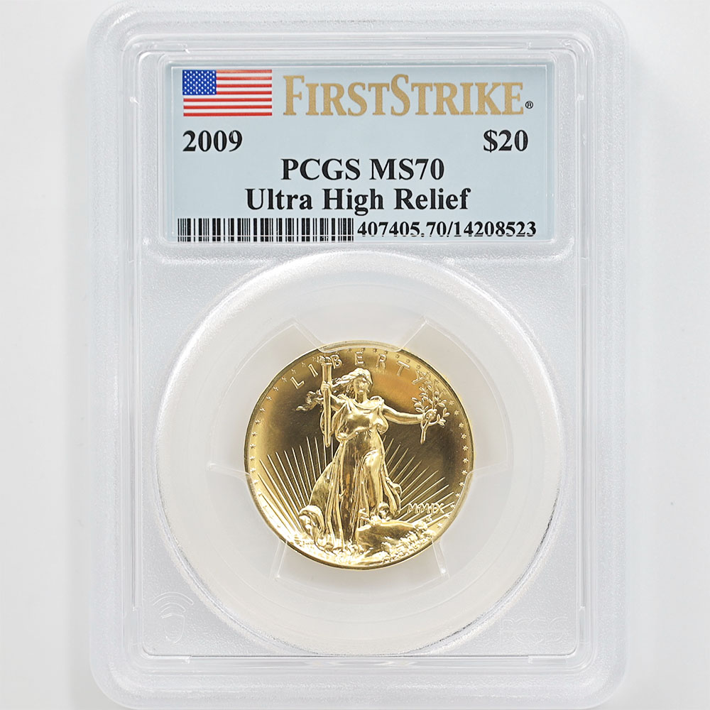 2009 the United States Double Eagle 20 Dollars 1 oz Ultra High Relief Gold Coin PCGS MS 70 First Strike