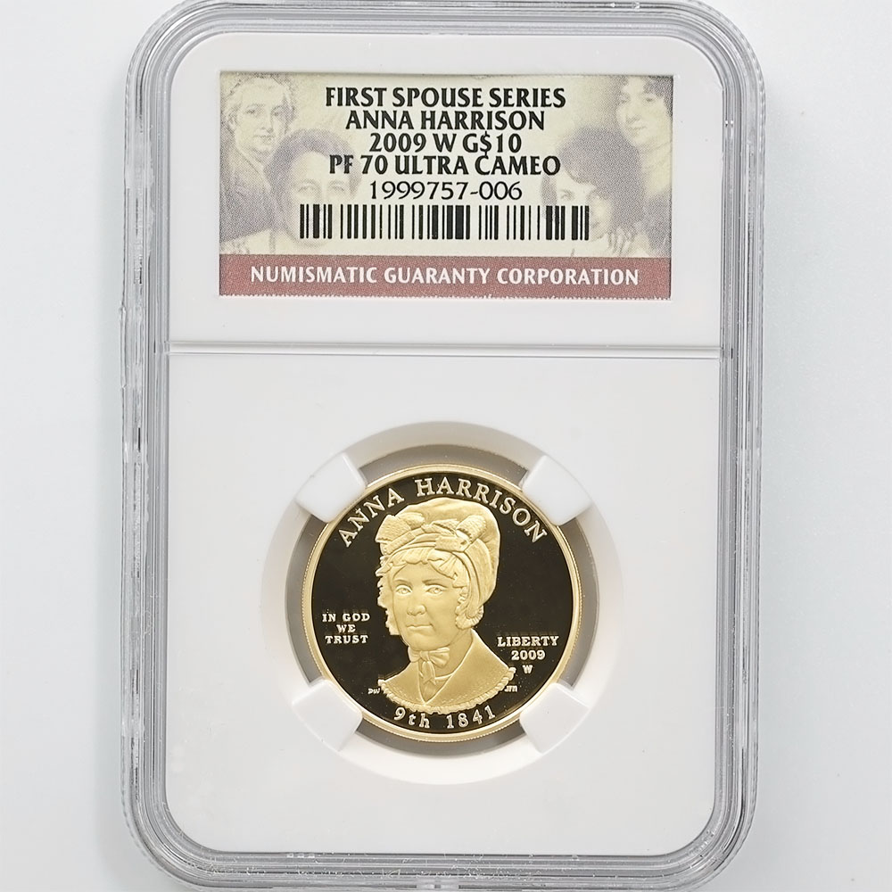 2009 the United States First Spouse Series Anna Harrison 10 Dollars 1/2 oz Gold Proof Coin NGC PF 70 UC