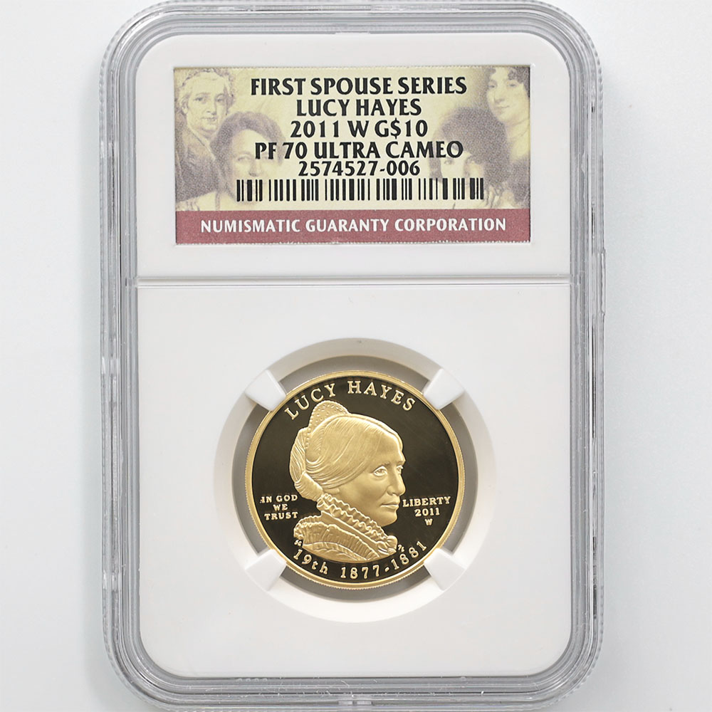 2011 the United States First Spouse Series Lucy Hayes 10 Dollars 1/2 oz Gold Proof Coin NGC PF 70 UC