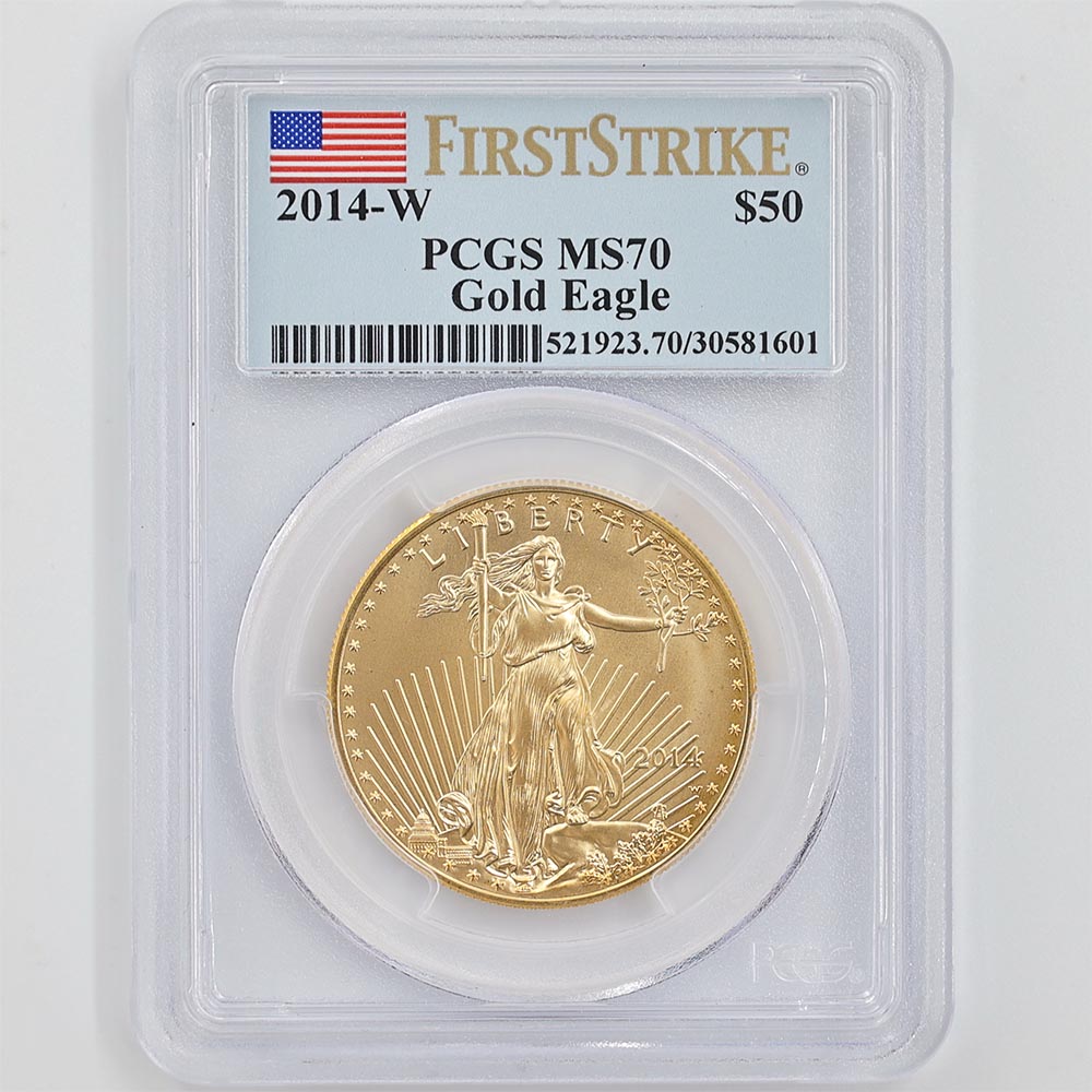 2014 the United States Gold Eagle 50 Dollars 1 oz Gold Coin PCGS MS 70 First Strike