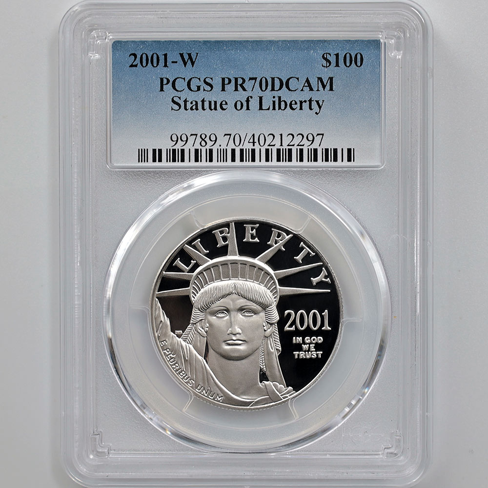 2001 United States Statue of Liberty 100 Dollars 1 oz Platinum Proof Coin PCGS PR 70 DCAM