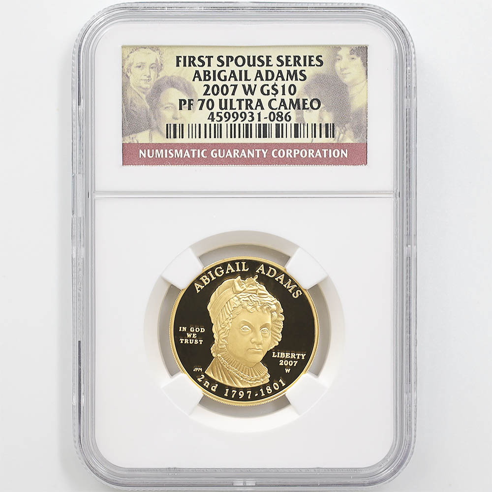 2007 the United States First Spouse Series Abigail Adams 10 Dollars 1/2 oz Gold Proof Coin NGC PF 70 UC