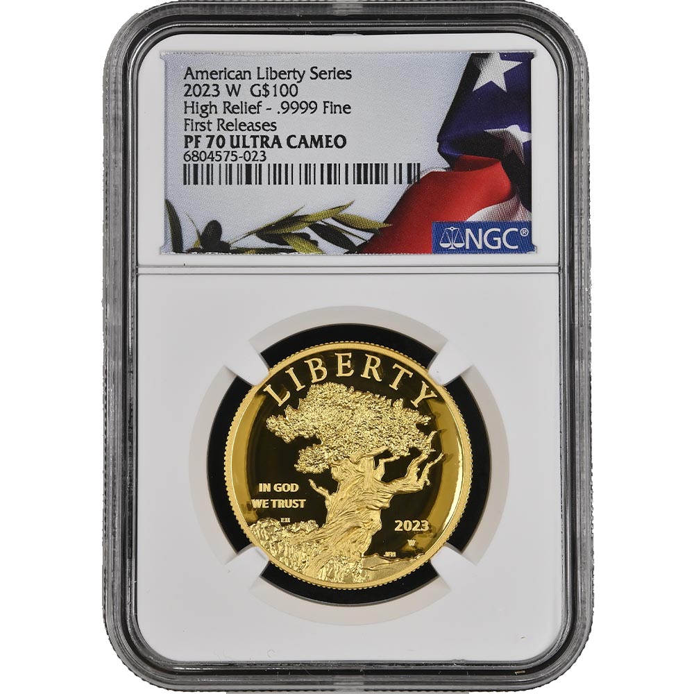 2023 the United States Liberty Series 100 Dollars 1 oz High Relief Gold Proof Coin NGC PF 70 UC First Releases