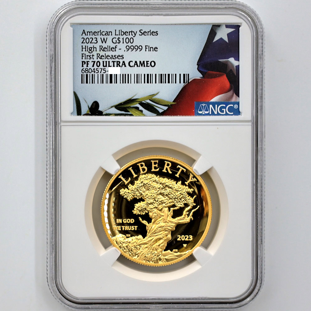 2023 the United States Liberty Series 100 Dollars 1 oz High Relief Gold Proof Coin NGC PF 70 UC First Releases